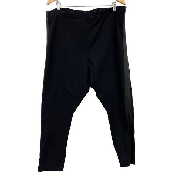 Old Navy High Waisted Leggings Women 3X Plus Size Faux Leather Side Stripe Black - Picture 2 of 7